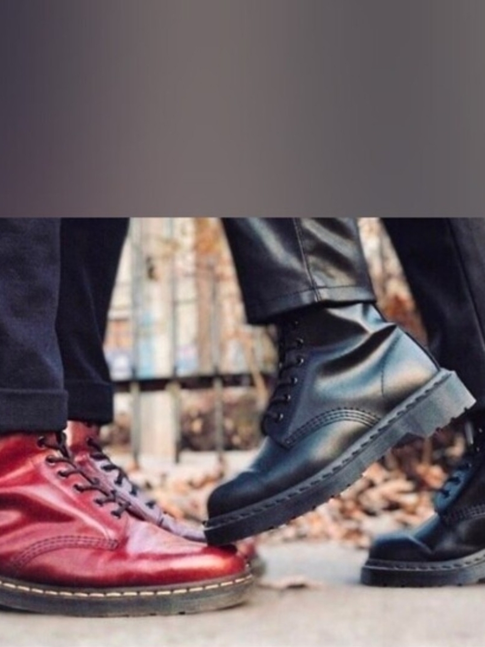 Dr. Martens Men's Black and Red Lace-Up Leather Boots